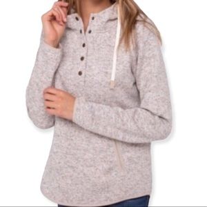 Thread & Supply Women's Marled Light Beige Henley Pullover Hoodie